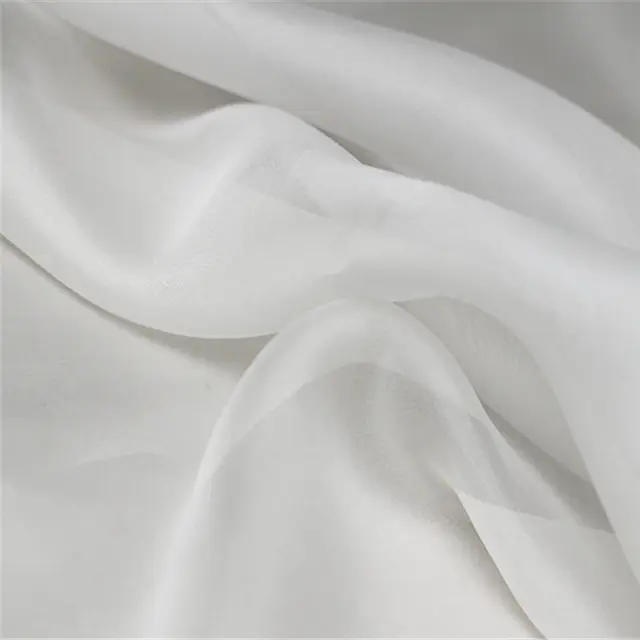 Sert duygu doğal beyaz renk özel boyalı büyük malzeme stokta ipek organze kumaş için düğün elbisesi