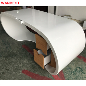 Hot bán văn phòng bàn trắng rắn bề mặt đá Máy tính bảng thiết kế với ngăn kéo hiện đại bàn điều hành - Product Image 5