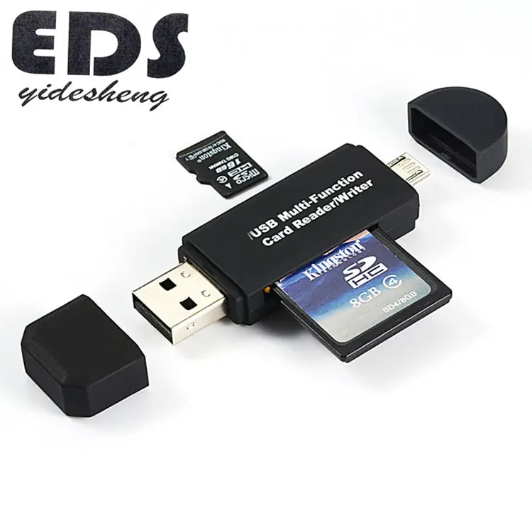 Pembaca Kartu USB 2.0 Universal, Pembaca Kartu USB Icro USB Kombo Ke 2 Slot TF SD Tipe C 3 Dalam 1 OTG Tipe-c untuk Ponsel PC
