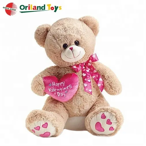 plush stuffed valentines teddy bears wholesale with soft pink heart