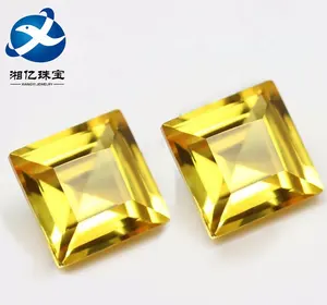 เครื่องประดับ Princess Cut Square รูป Sapphire สีเหลืองคอรันดัม