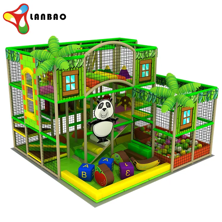 Parque de atracciones Soft Play Niños Pequeño terreno de juegos Interior jungla gimnasio Equipo de juegos con toboganes grandes