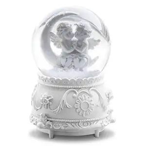 White Lover Angel Musical Magical Snow Globe