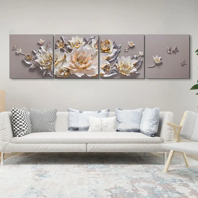 リビングルーム家具壁装飾高貴な古典的な豊かな花3D花の壁画