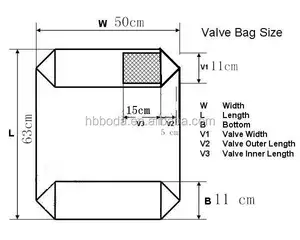 Pp Dệt Khối Dưới Van Xi Măng Túi, 25Kg 50Kg PP Van Khối Dưới Nhựa Xi Măng Túi