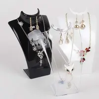 Présentoir de bijoux en acrylique, noir, blanc, transparent, 1 pièce, Mannequin, porte-collier et boucles d'oreille