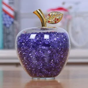 2020 all'ingrosso nuovo design ornamento di natale viola cristallo mela regalo per la decorazione di natale
