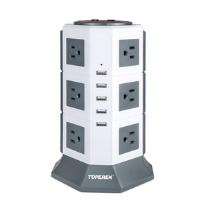 Extension Cord <strong>Power</strong> Strip <strong>Tower</strong> 12 Outlet 5 USB Ports With US Plug Socket - Product Image 1
