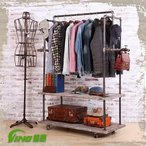 Fashion Metal Iron Tube Display For Garment Shop clothing rack clothing store window displays standing wood coat rack