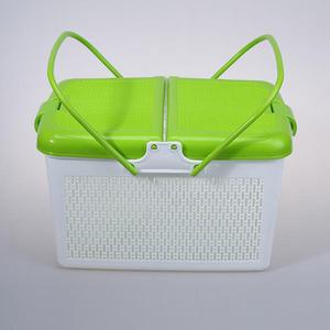 Rectangle Household Indoor and Outdoor Plastic Pinic Storage <strong>Basket</strong> With Lid Plastic <strong>Stackable</strong> <strong>Basket</strong> With Handle - Product Image 4