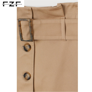 Luxury Smooth <strong>Khaki</strong> Pencil <strong>Skirt</strong> With Belt - Product Image 6