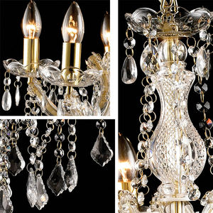 Lámpara colgante de araña, 5 luces doradas acrílicas, gotas de latón, de cristal, estilo art deco - Product Image 3