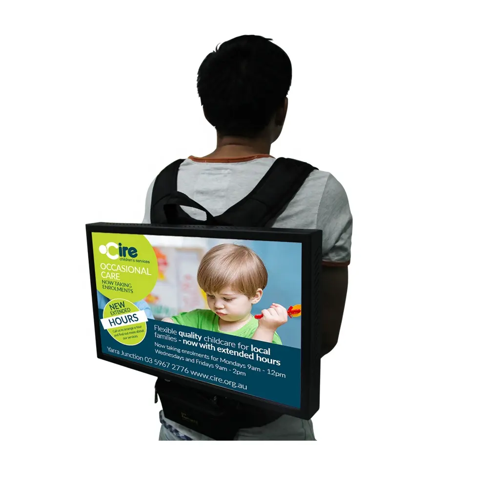 22 inch portable backpack lcd display mobile digital signage advertising equipment