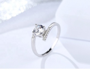 Trang Sức Cổ Điển Nhẫn Bạc 925 Sterling Silver Clear <span class=keywords><strong>CZ</strong></span> Dành Cho Nữ - Product Image 1