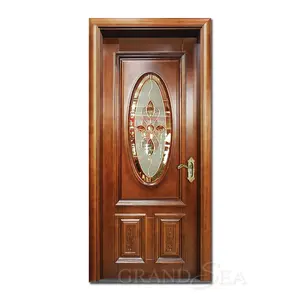 Top quality manogany material mahogany solid wood door with glass