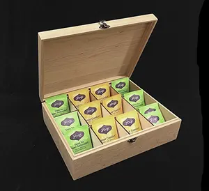 未完成的木制茶盒与铰链和闩锁，12 隔间盒