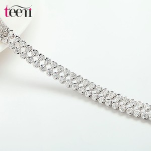 Teemi al por mayor 2015 de calidad superior de lujo 2 Filas redondos blancos cúbicos joyería de <span class=keywords><strong>la</strong></span> boda de los brazaletes de ten - Product Image 2