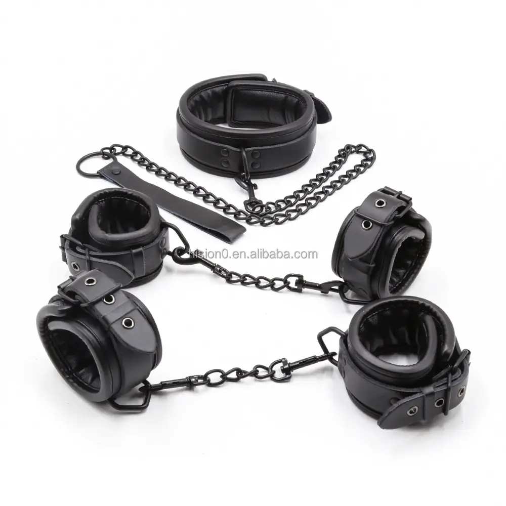 Éponge de Bondage BDSM en vrai cuir, accessoire Sexy de haute qualité pour servitude, poignets et chevilles, collier ras du cou, 100 pièces