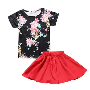 Kids fashionable clothing floral girls boutique clothing summer korean dress clothing for girls