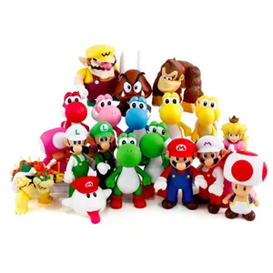 Toptan Mario Bros PVC aksiyon figürü, Koopa papatya Yoshi Wario heykelcik doll, plastik Mario oyuncak figürü her PBH