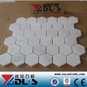 Bianco grande hexágono mosaico de marmol de carrara blanco - Product Image 1