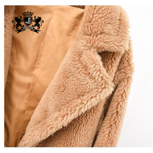 JANEFUR Teddy Style nouveau surdimensionné véritable fourrure d'agneau veste femmes fourrure hiver naturel véritable laine agneau fourrure longs manteaux - Product Image 4