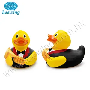 Music Theme Vinyl Toy Trumpet Yellow Rubber Duck Promotional Gift Item