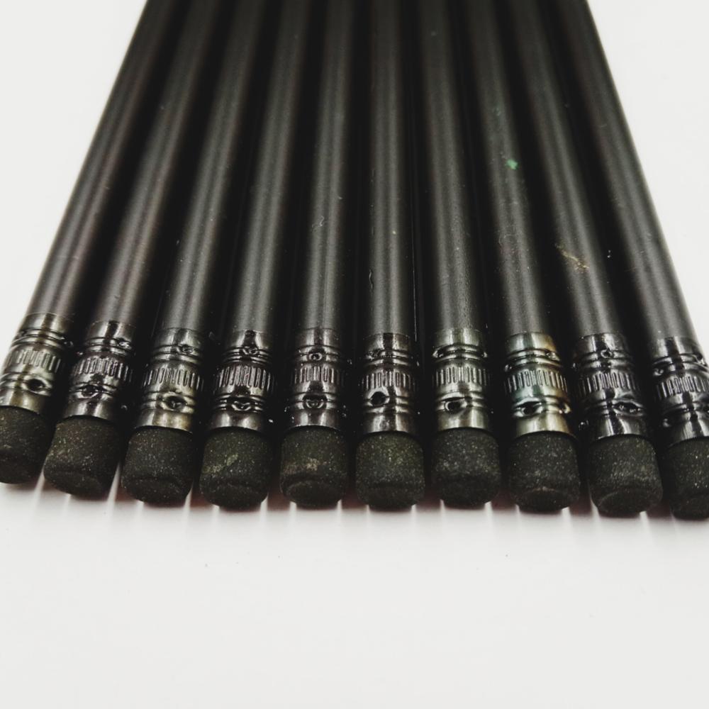 Black Plastic HB Pencil With Eraser For Children Writing