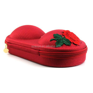 Portable EVA Rosace soutien-gorge valise avec fermeture à glissière personnalisable couleur rouge sac de rangement pour dames sous-vêtements vêtements soutien-gorge ensemble - Product Image 4