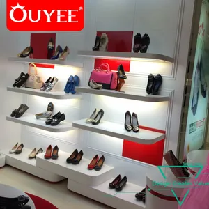 Fashion Style Display Table Wall Mounted Shoe Store Decoration Shoes and Bags Display Footwear Store Design