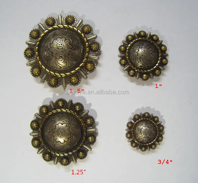 antique silver gold Rope berry conchos