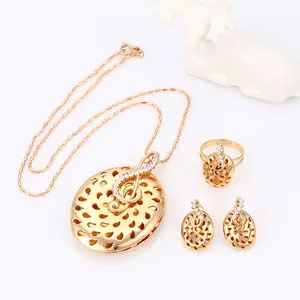 63555 china wholesale cheap beautiful indian 18k gold plated 2 piece jewelry set