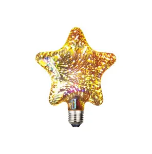 3D หลอดไฟ Led Star ดอกไม้ไฟ E27 Vintage Edison Night Light 220V 230V A60 ST64 G80 G95 G125วันหยุด Novelty โคมไฟตกแต่ง