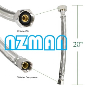 Nzman 59 inch bện Ống thép không gỉ-3/8 "Nữ nén chủ đề x 1/2" IPS nữ thẳng chủ đề vòi kết nối - Product Image 3
