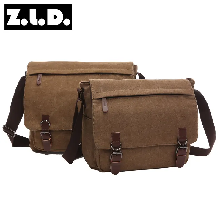 ZUO LUN DUO solid color messenger laptop bag canvas shoulder bag sling bag for man
