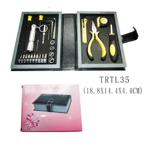 25pcs Notebook shape mini tool set Home repair hand tools Pliers screwdrivers flashlights set with case