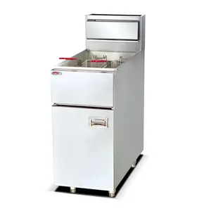 vertical Commercial stainless steel 1-tank 2-basket gas fryer, deep fryer with propane