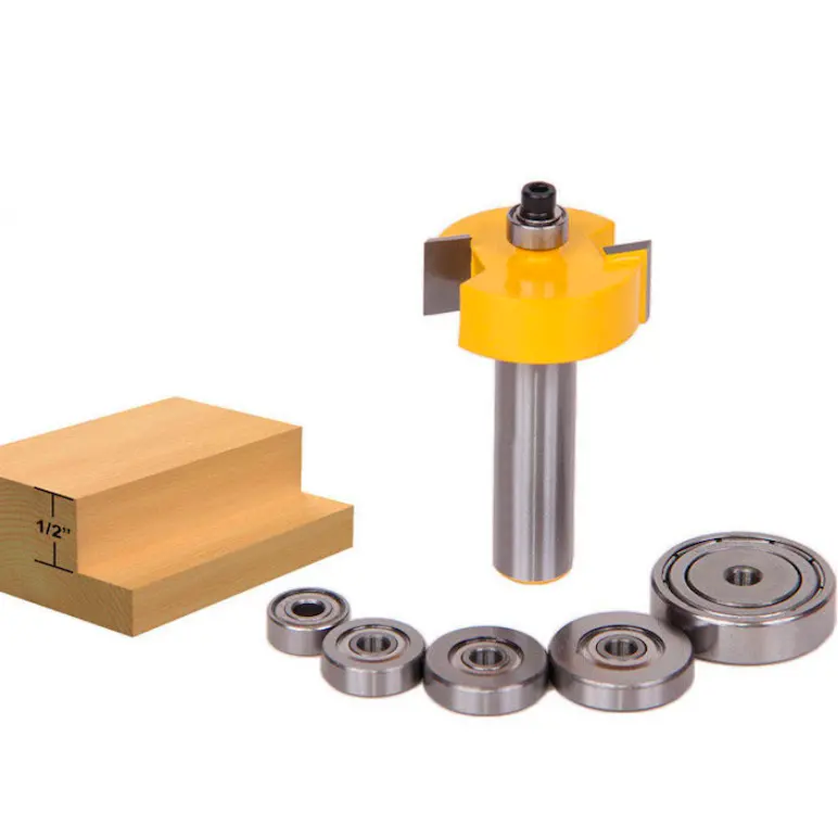 L-N113-2 Rabbet Router Bit with 6 Bearings Set -1/2"H - 1/2" Shank Woodworking cutter Tenon Cutter for Woodworking Tools