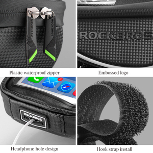 ROCKBROS-Manillar de <span class=keywords><strong>bicicleta</strong></span> de 6,0 pulgadas, soporte <span class=keywords><strong>para</strong></span> teléfono móvil, bolsa de tubo frontal impermeable, función de pantalla táctil, material EVA + PU, bolsa <span class=keywords><strong>para</strong></span> <span class=keywords><strong>bicicleta</strong></span> - Product Image 6