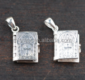 จี้เงินแท้สไตล์ไทยโบราณรูปสมุดบันทึก  จี้เงินสเตอร์ลิงเรื่องราวความรักของฉัน สำหรับสาวๆ - Product Image 5