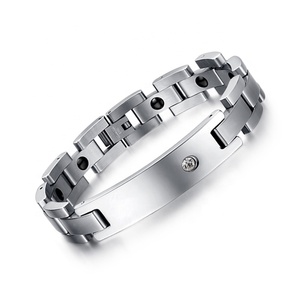 Braccialetto magnetico dell'ematite degli uomini di colore argento dell'acciaio inossidabile 316L all'ingrosso della fabbrica di Guangzhou - Product Image 5