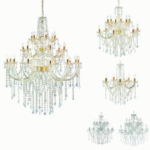 Lámpara colgante de araña, 5 luces doradas acrílicas, gotas de latón, de cristal, estilo art deco - Product Image 5
