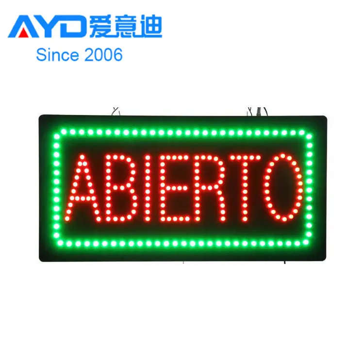 Letrero acrílico LED para interior, señal abierta con letras, precio barato