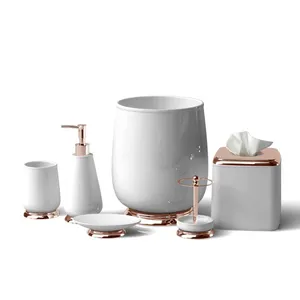 2020 Hot Selling White Ceramic Bathroom Accessories Set with Metal