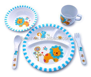 Services de table en mélamine 5 pièces pour enfants, service de table pour bébé, impression personnalisée, assiettes en mélamine - Product Image 1