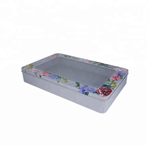 Grand couvercle <span class=keywords><strong>de</strong></span> fenêtre transparent transparent en PET/PVC recyclable grande boîte en fer blanc d'emballage <span class=keywords><strong>de</strong></span> <span class=keywords><strong>maquillage</strong></span> avec impression <span class=keywords><strong>de</strong></span> logo pour l'emballage - Product Image 2