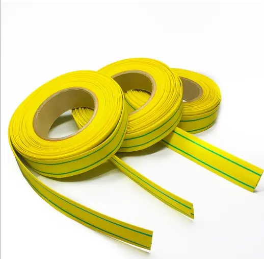 Tubo termorretráctil de identificación de cable a rayas, marcador de cable de tierra, Tubo termorretráctil, PE, amarillo/verde