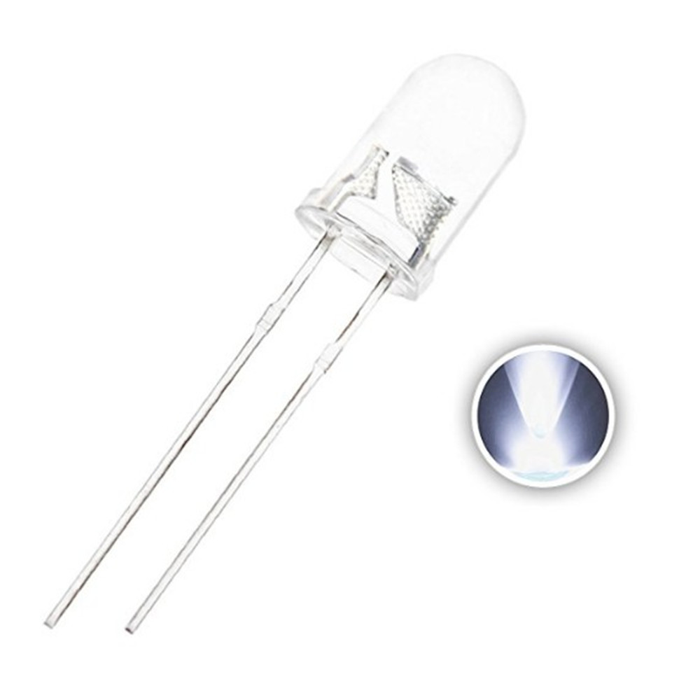 Ультраяркий диод DIp LED, 1,8-2,2 в, 30 мА, 60 градусов, 5 мм, белый