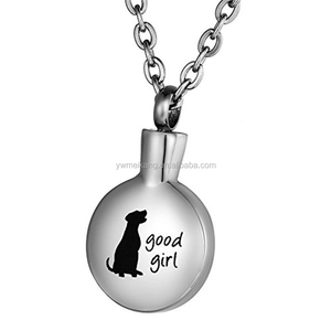Bijou de crémation unisexe en acier inoxydable plaqué argent avec motif de chien Good Gire - Product Image 1