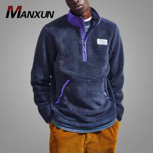 Mezza Zip Viola Logo Personalizzato 2018 Sherpa di Grandi Dimensioni Con Cappuccio per Gli Uomini Del Collare Del Basamento Più Spessa Mens Pullover